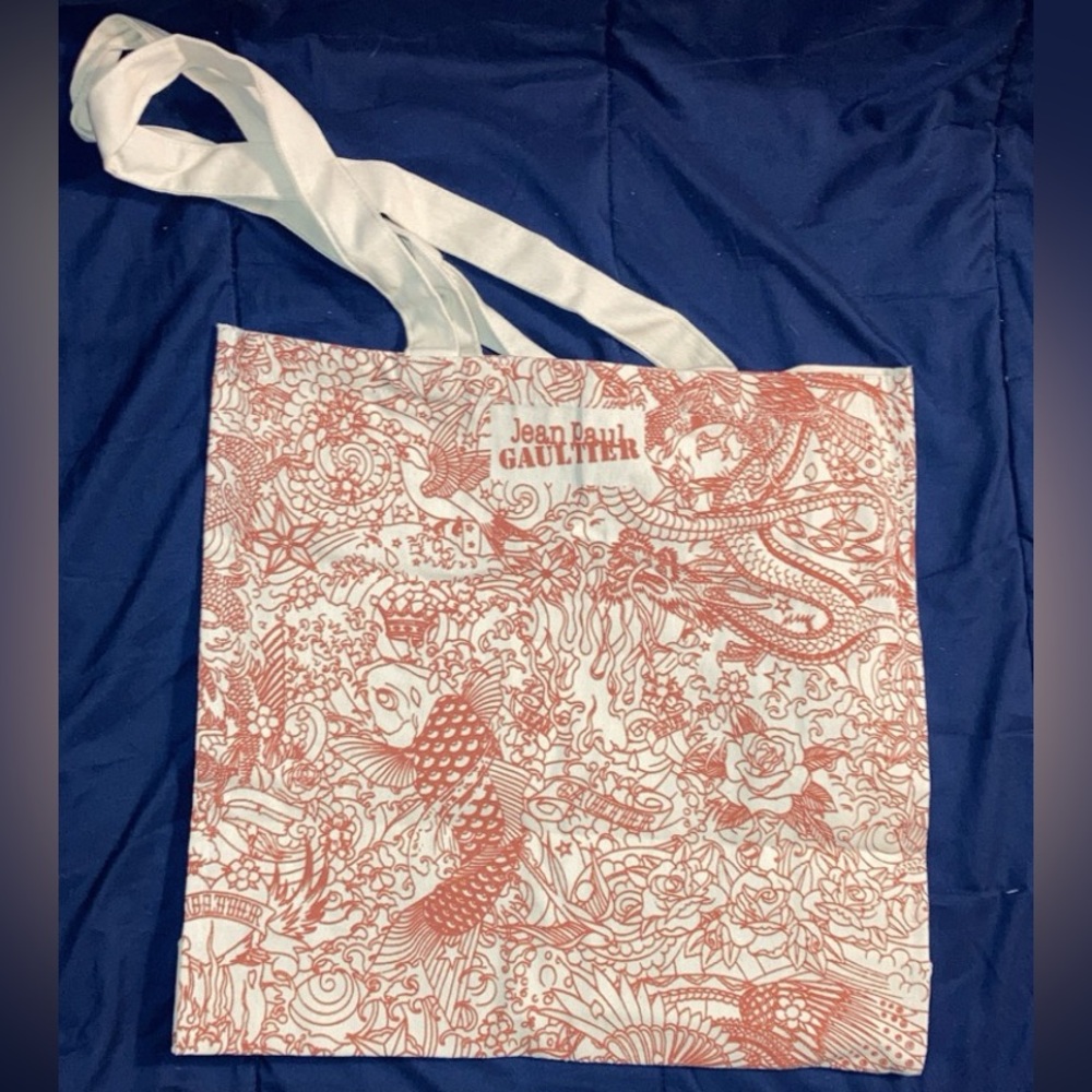 Jean Paul Gaultier Tattoo Tote Bag. Dragon Khaki/Tan/Red . Brand New.